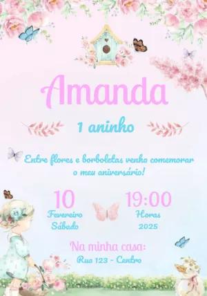Convite de Aniversário Jardim Encantado Editável Online