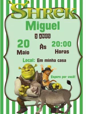 Convite de Aniversário Shrek Editável para Personalizar Online