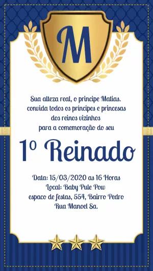 Convite Aniversário Príncipe Realeza com Brasão para Editar