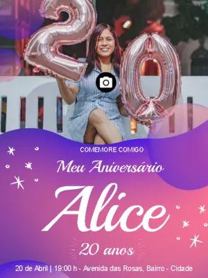 Convite de Aniversário Moderno com Foto para Editar Online