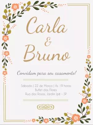Convite de Casamento Floral Romântico para Editar Online
