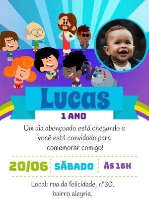 Convite Aniversário 3 Palavrinhas com Foto para Editar Online