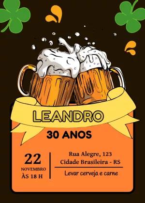 Convite Aniversário Boteco com Chopp para Editar Online