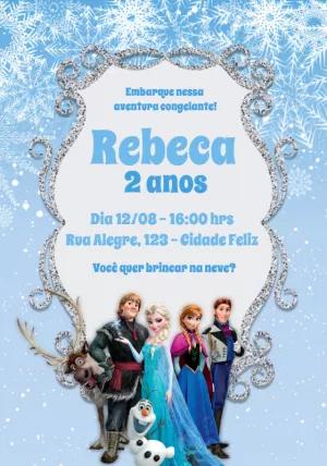 Convite de Aniversário Frozen com Personagens para Editar Online