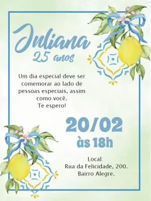 Convite Aniversário Limão Siciliano para Editar Online