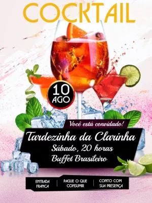 Convite de Aniversário Cocktail Tardezinha para Editar Online