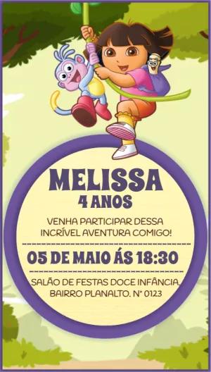 Convite de Aniversário Dora Aventureira para Editar Online