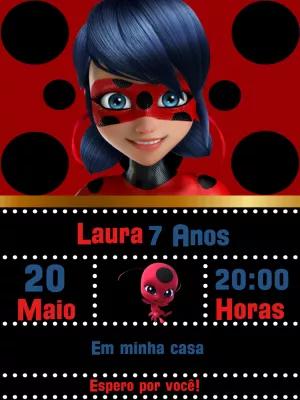 Convite de Aniversário Ladybug Miraculous para Editar Online