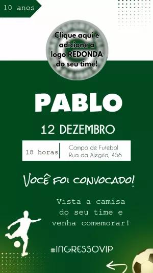 Convite de Aniversário Futebol para Editar e Imprimir
