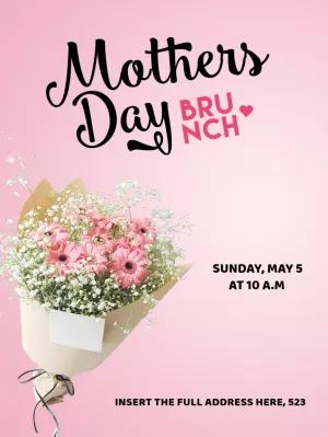 Editable Mother's Day Brunch Invitation with Pink Flowers