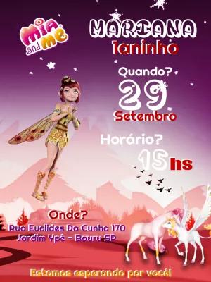 Convite de Aniversário Mundo de Mia com Fada para Editar