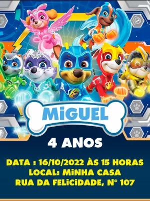 Convite Aniversário Patrulha Canina Super Filhotes para Editar