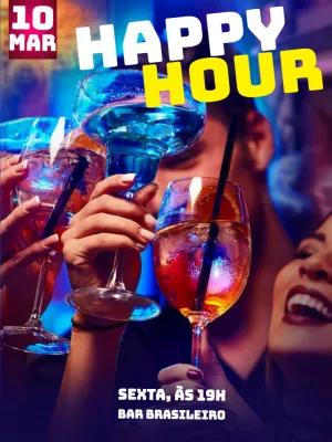 Convite de Happy Hour com Drinks e Coquetéis para Editar Online