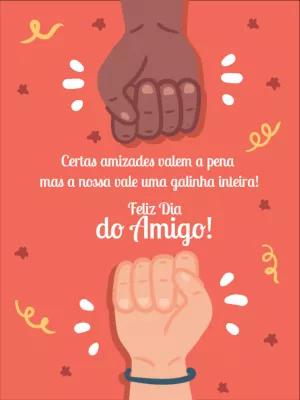 Cartão Dia do Amigo com Punhos e Frase Engraçada para Editar