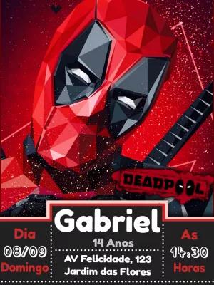 Convite de Aniversário Deadpool para Editar Online