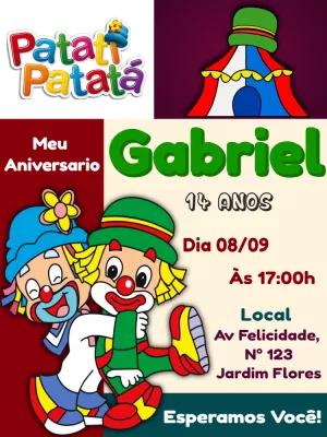 Convite de Aniversário Patati Patatá para Editar Online