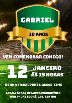 Convite de Aniversário Futebol com Escudo para Editar Online