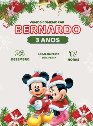 Convite Aniversário Natal do Mickey e Minnie para Editar Online