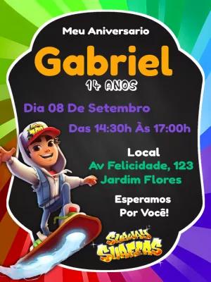 Convite de Aniversário Subway Surfers para Editar Online