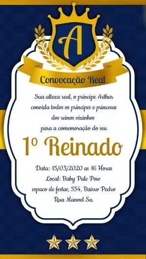 Convite de Aniversário Príncipe Realeza Editável Online