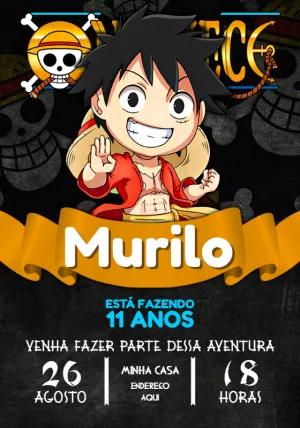 Convite de Aniversário One Piece do Luffy para Editar Online