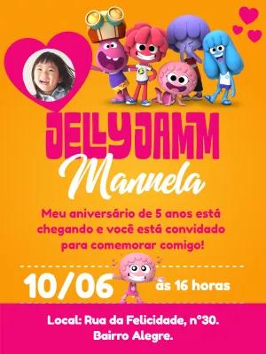 Convite Aniversário Jelly Jamm com Foto para Editar Online