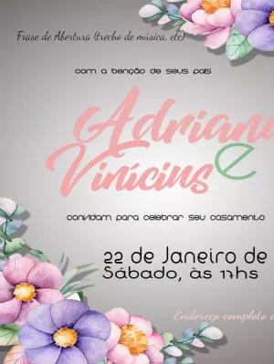 Convite de Casamento Floral com Aquarela para Editar Online
