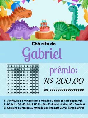 Convite Chá Rifa Dinossauro Baby Editável Online