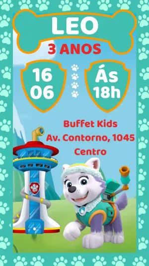 Convite Aniversário Patrulha Canina Everest para Editar Online