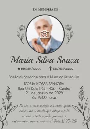 Convite Missa de Sétimo Dia com Foto para Editar Online