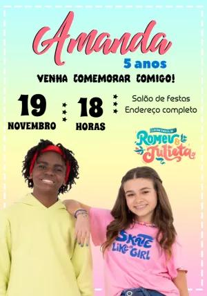 Convite de Aniversário Romeu e Julieta para Editar Online