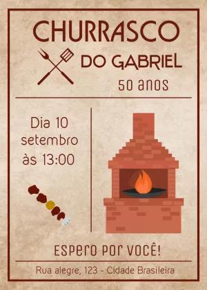 Convite de Aniversário Churrasco Adulto para Editar Online