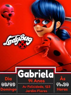 Convite Aniversário Ladybug Miraculous para Editar Online