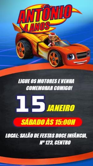 Convite de Aniversário Blaze Monster Machine para Editar Online