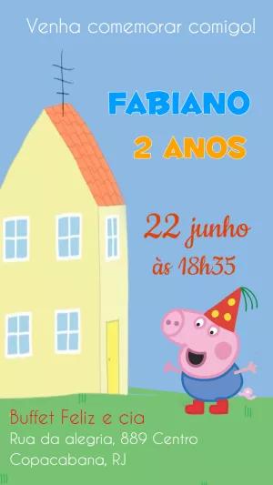 Convite de Aniversário George Pig para Editar Online