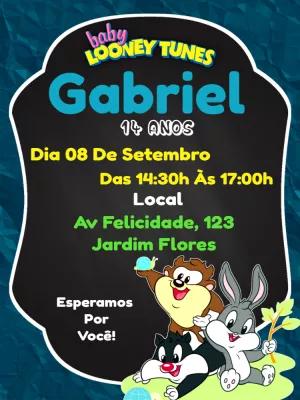 Convite de Aniversário Baby Looney Tunes Editável Online