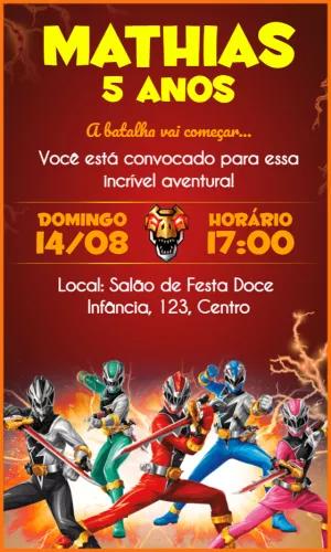 Convite Aniversário Power Rangers Dino Fury para Editar Online