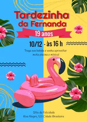 Convite Aniversário Tardezinha Tropical para Editar Online