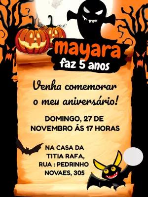 Convite Aniversário Halloween Assustador para Editar Online
