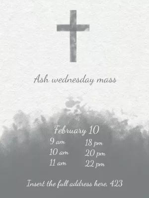 Ash Wednesday Mass Invitation with Cross to Edit Online