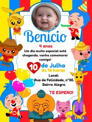 Convite Aniversário Plim Plim com Foto para Editar Online