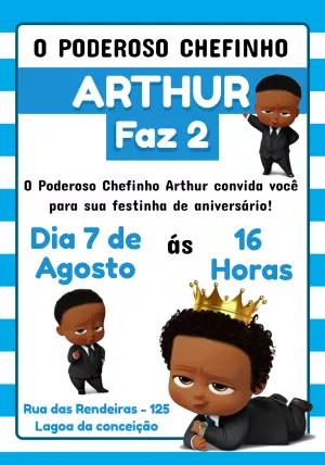Convite Aniversário Poderoso Chefinho Negro para Editar