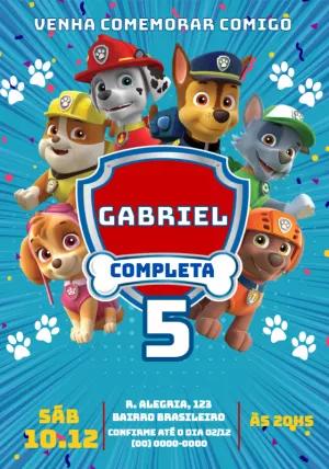 Convite de Aniversário Patrulha Canina para Editar Online
