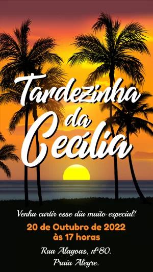 Convite de Aniversário Tardezinha com Pôr do Sol para Editar