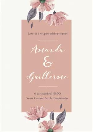 Convite de Casamento Floral Romântico para Editar Online