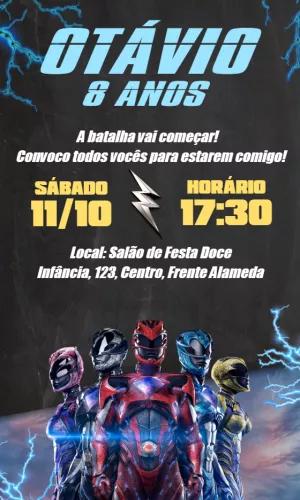 Convite de Aniversário Power Rangers para Editar Online
