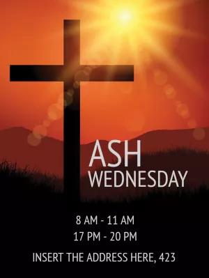 Ash Wednesday Invitation with Cross to Edit Online