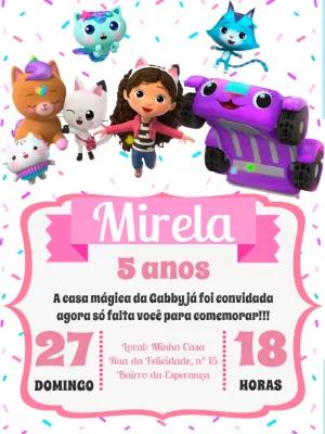 Convite de Aniversário Casa Mágica da Gabby para Editar Online