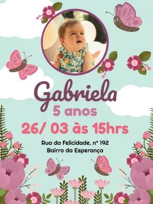 Convite Aniversário Jardim Encantado com Foto para Editar Online