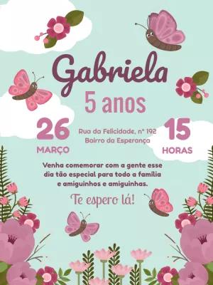 Convite Aniversário Jardim Encantado com Borboletas para Editar